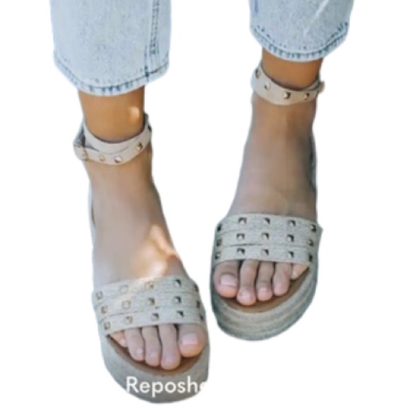 BELOVED Studded Espadrille Sandal  Boho/Bohemian Black BOHO/Bohemian Size 8 - Picture 15 of 16